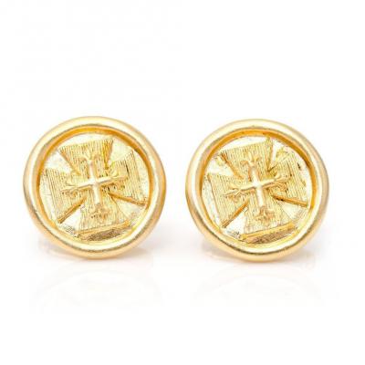 Gold Tone Byzantine Cross Cufflinks.JPG